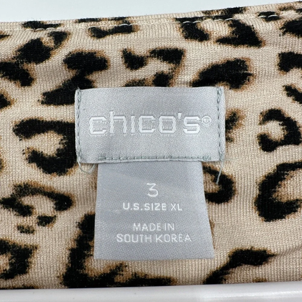 Chicos Womens Safari Maximalist Leopard Print Top Sz 3 US XL Bold Cheetah Office